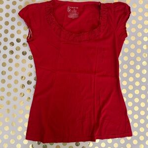 No Boundaries Red Fitted Puff Sleeve Cap Tee